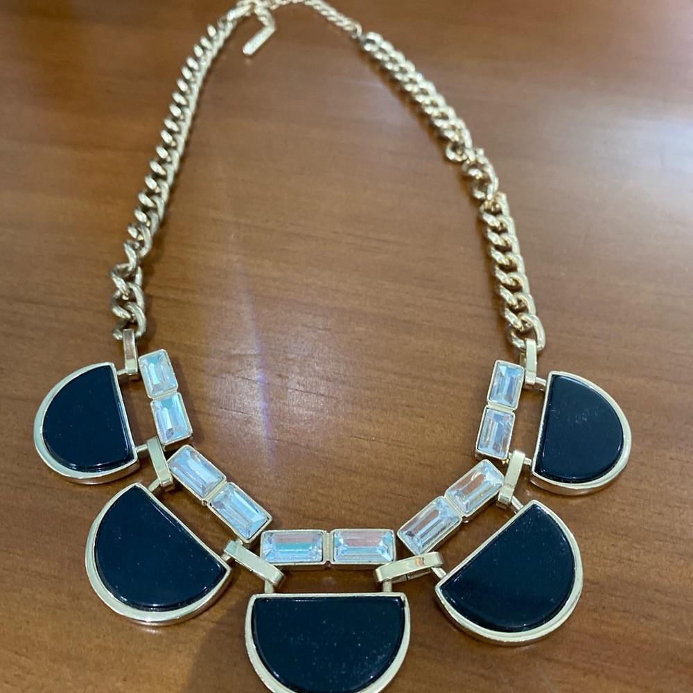 T Tahari Black and Gold Half Circle Necklace
